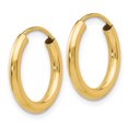 thumbnail image 2 of 14k Yellow Gold Round Endless 2mm Hoop Earrings, 2 of 7