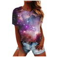 thumbnail image 1 of Pompotops T-shirt Décontracté pour Femmes Imprimé Graphique 3D Col Rond Hauts Basiques Amples, 1 of 6