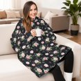 thumbnail image 4 of Wearable Lamb Fleece Blanket Hoodie,Pioneer Flower Floral Print Pattern Oversized Sherpa Blanket Hoodie with Super Pockets,Super Warm Fuzzy Pullover for Women & Men, 4 of 6