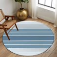 thumbnail image 3 of Blue Ombre Stripe Round Area Rug 5 FT, Non Slip Bedroom Rugs, Farmhouse Striped Gradient Washable Soft Circular Carpet Non-Shedding Floor Mat for Kitchen Dining Room Foyer Balcony Dorm, 3 of 8