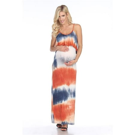 

MTR308TD-04-M Maternity Malea Maxi Dress Orange & Navy - Medium