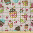 thumbnail image 2 of Ambesonne Pink Fabric by the Yard Microfiber, Kitchen Cupcakes Muffins, 10 Yards, Pale Pink and Brown, 2 of 2