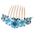thumbnail image 1 of Womens Girls Rhinestones Flower Hair Combs Pins Hair Accessories Blue, 1 of 3