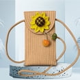 thumbnail image 4 of Bolsa Mini bandolera tipo mensajero de punto, bandolera con trenza de girasol (café) JShteea Para Estrenar, 4 of 5