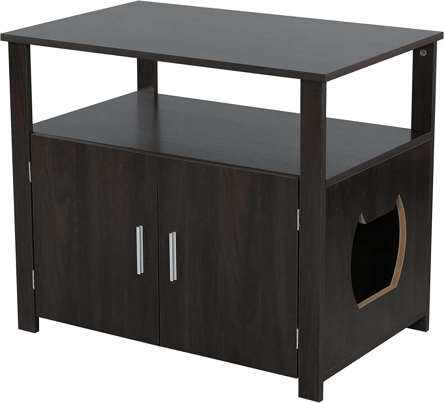 Saim 30 inches Wooden Cat Litter Box Enclosure Furniture with