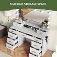 thumbnail image 5 of Uforic Large White Vanity Desk with LED Mirror & Power Outlets, Makeup Table with 11 Drawers and 3 Lighting Modes for Bedroom and Dressing Room, 5 of 9