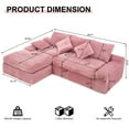 thumbnail image 2 of GNIXUU 98.8” Modular Sectional Sofa, Cloud Boneless Couch with Deep Seat Chaise, Comfy Corduroy L-Shape Convertible Modern Sponge Compression Sofas for Living Room,Bedroom,Office,Pink, 2 of 7