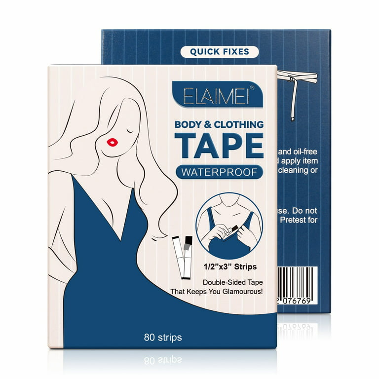  Invisible Fashion Tape Double Sided for All Skin Types (100  Strips) - All Day Strength Adhesive Fabric Tape for Clothes to Skin,  Perfect Hemming Tape for Pants & Body Tape for