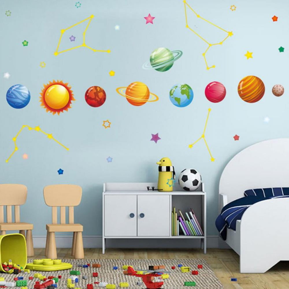 Planets Wall Decals 39 Outer Space Rockets Stars Stickers Kids Room Decor 