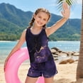 thumbnail image 3 of Xoenoiee Purple Golden Marble Print Girls Swimsuit Two Piece Bathing Suit Round Neck Tankini Tops with Boyshort Girls Swimsuits Swimwear, 8-9 Years, 3 of 7