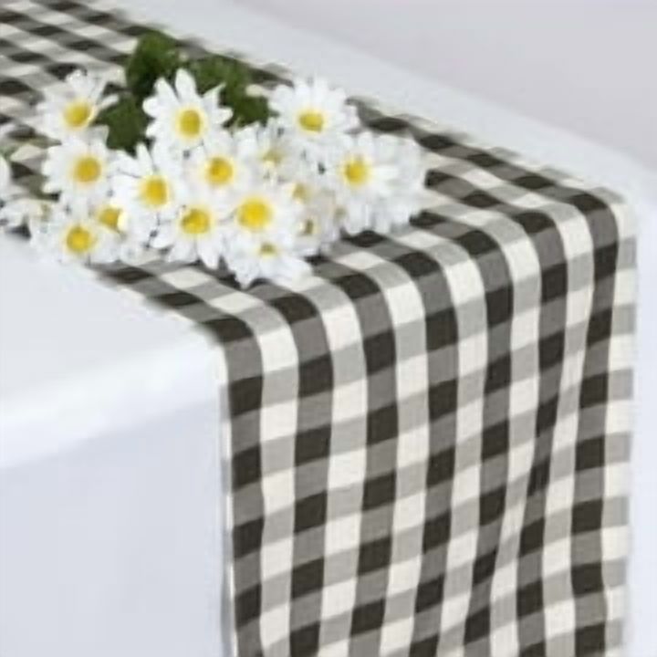 Efavormart 5 Pack | Buffalo Plaid Table Runner | Black / White | Gingham Polyester Checkered Table Runner
