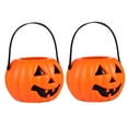 thumbnail image 5 of 2pcs Halloween Pumpkin Bucket Candy Storage Buckets Portable Pumpkin Lamp Orange, 5 of 7