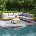thumbnail image 5 of Clouddwell 8 Piece Light Gray Wicker Patio Sectional Conversation Set, Water Resistant Thick Cushions & Coffee Table for Backyard Poolside, 5 of 10