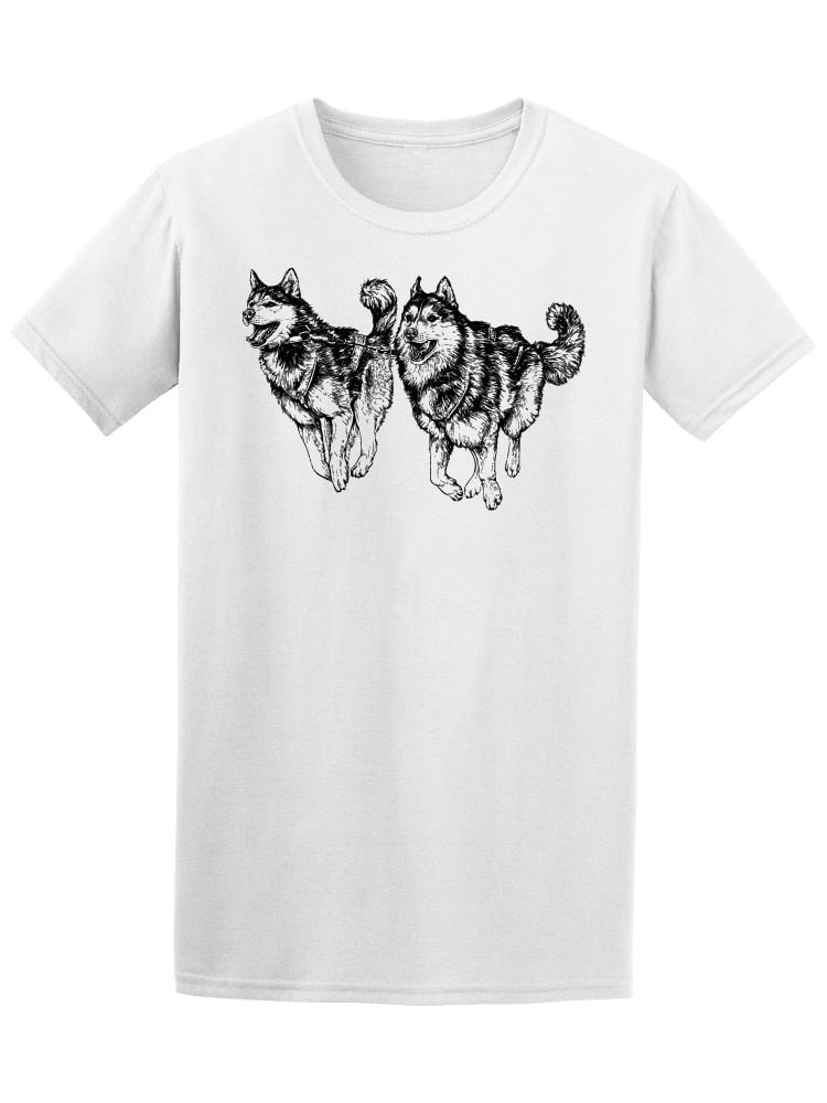 Cute Running Husky Dogs T-Shirt Men -Image by Shutterstock, Male Small
