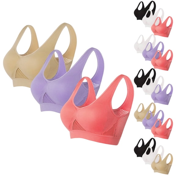 mihongmao Sports Bra Pack Sports Bras Plus Size 3pcs Women Seamless Sports Bra Wirefree Yoga Bra with Removable Pads White 2X