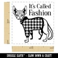 thumbnail image 2 of Hairless Sphynx Cat with Fashion Houndstooth Sweater Self-Inking Rubber Stamp Ink Stamper - Blue Ink - Small 1 Inch, 2 of 7