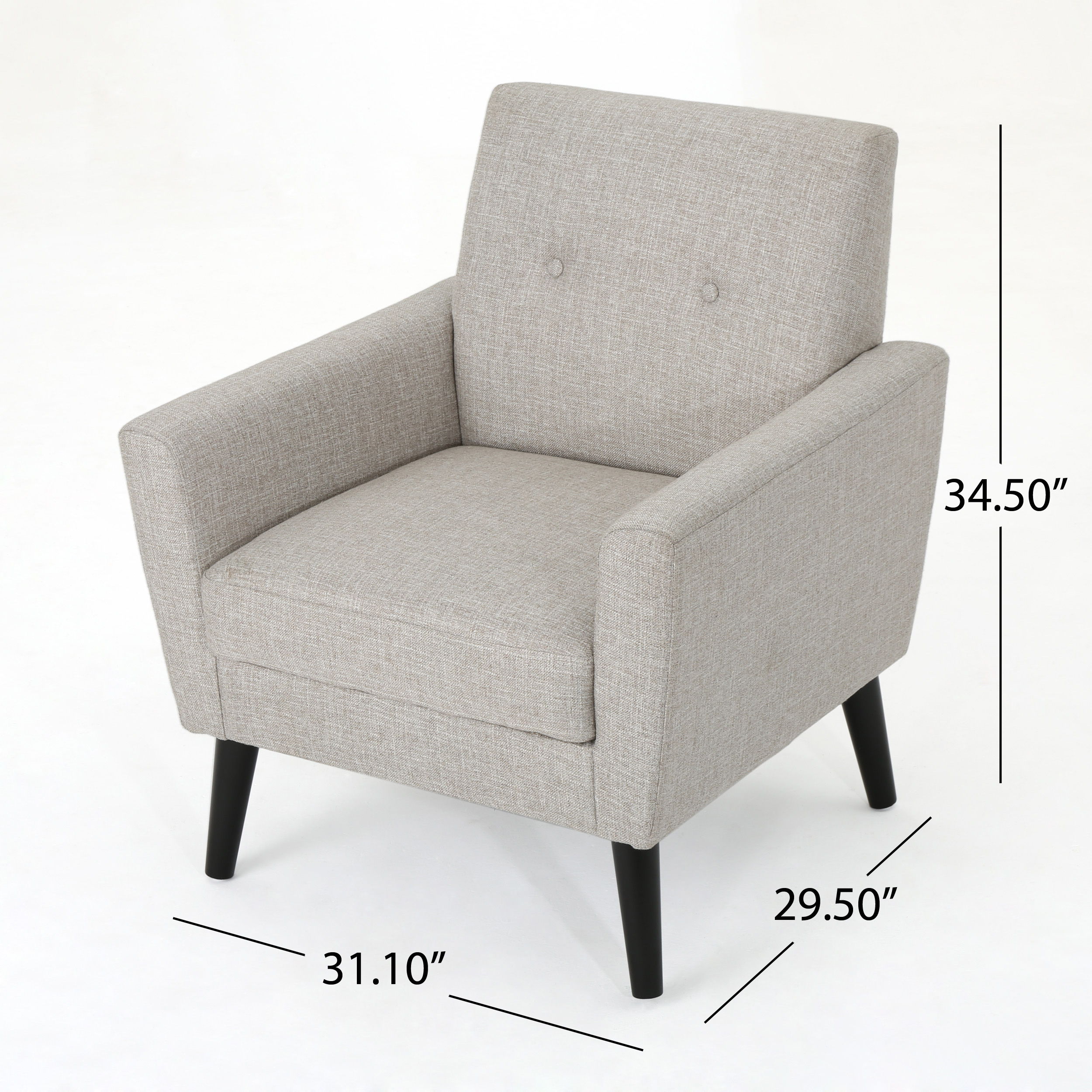 Noble House Mid Century Tufted Fabric Club Chair, Beige