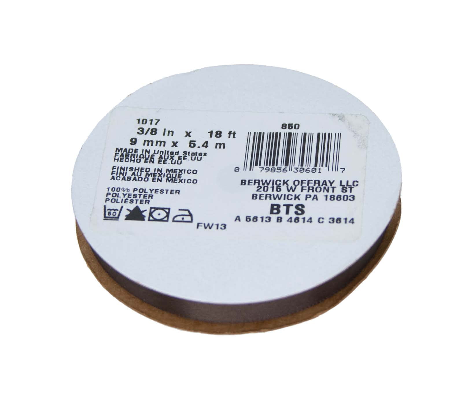 (3 pack) Offray Ribbon Brown Polyester Ribbon, 3.25" x 0.37"