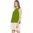 thumbnail image 2 of eloria Women's Georgette Pleated Boat Neck Sleevless Summer Casual Midi Dress, Color : Green 2 | Size : 3XL, 2 of 6