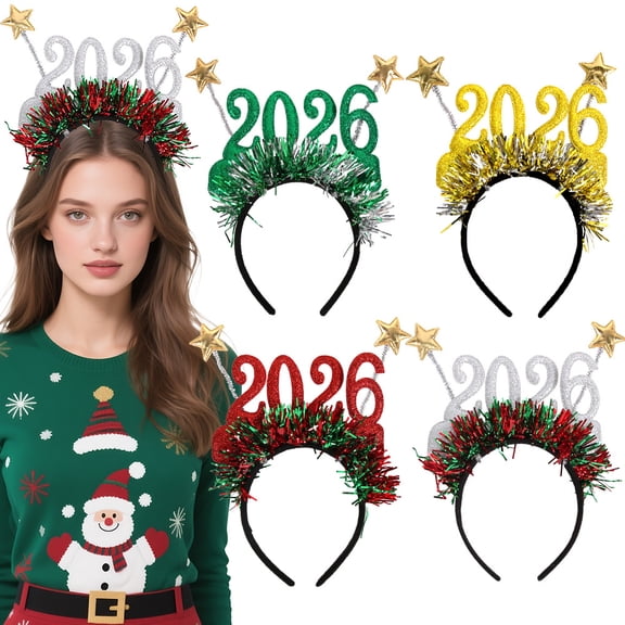 Yoyauz 2026 New Year Party Supplies Gold Black Silver Adult Female And Male Headwear Flashing Photo Booth Props 2026 Celebration Eve Party And Holiday Headwear