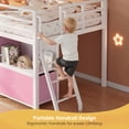 thumbnail image 5 of UIOWIO Twin Loft Bed with 6 Storage Drawers & Shelf, Loft Bed with LED Lights & Play Curtain, Metal Loft Bed Frame with Ladder & Safety Guardrail, Pink, 5 of 9