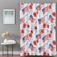 thumbnail image 3 of Bathroom Shower Curtain Independence Day American Flag Waterproof Shower Curtains with Hooks, Red Flowers Roses Bath Curtains Bathtub Curtain Home Decor 48x72in, 3 of 9
