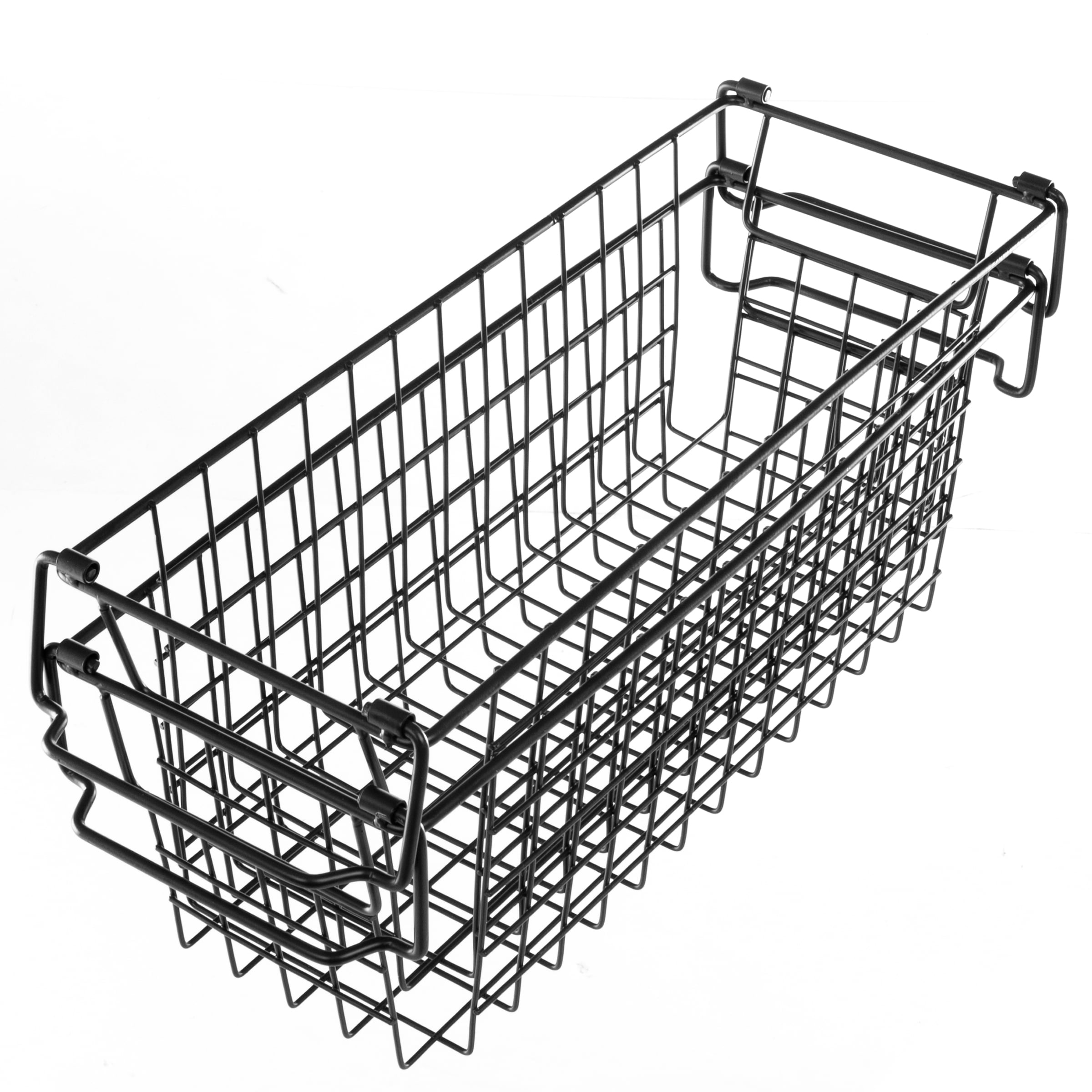 Set of 2 Storage Bins - Basket Set for Toy, Kitchen, Closet, and Bathroom Storage - Small Shelf Organizers with Handles by Home-Complete (Black)