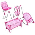 thumbnail image 2 of 4 unids/set cama + columpio + mecedora + silla de comedor muñeca juego casa juguete combinación, 2 of 8