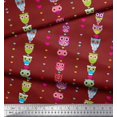 thumbnail image 3 of Soimoi Poly Crepe Fabric Heart & Owl Kids Print Fabric by The Yard 52 Inch Wide, 3 of 3