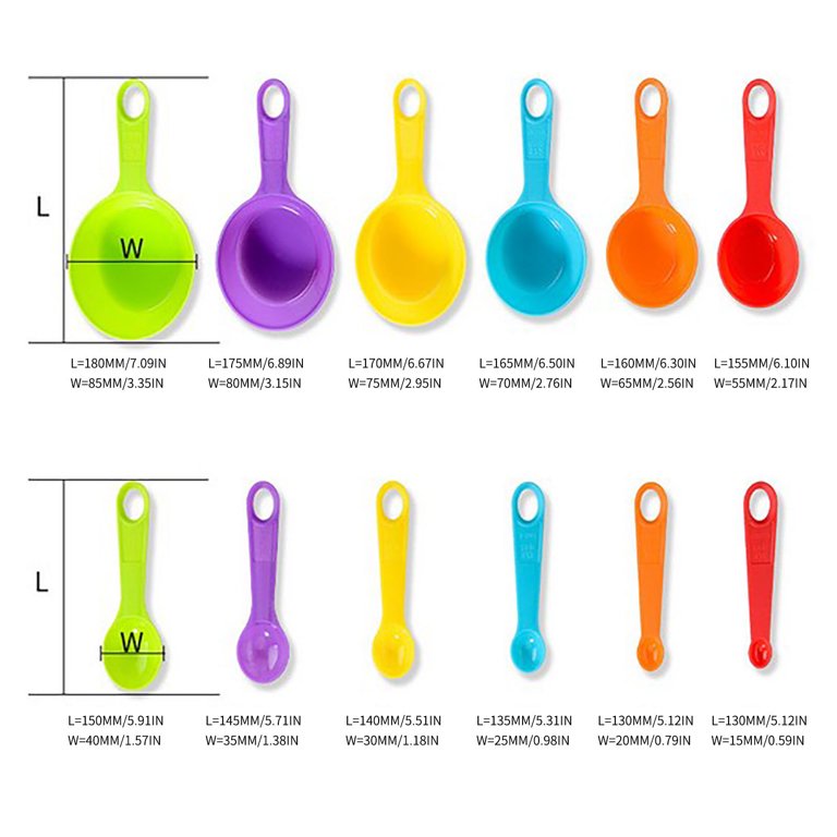 Beforeyayn12PCS Colorful Measuring Cup And Spoon Set Stackable Measuring  Cup Nested Plastic Measuring Cup, Kitchen Measuring Cup Set For Baking And  Cooking 