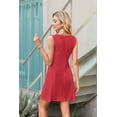 thumbnail image 3 of Sleeveless Round Neck Club Party Mini Dress Red XS, 3 of 4