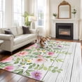 thumbnail image 3 of Colorful Flowers Area Rug 5x7 Washable Rug Non Slip Spring Leaves Floral Botanical Wood Grain Large Area Rug Soft Stainresistant Indoor Floor Carpet for Living Room Bedroom Home Office Dining Room, 3 of 8