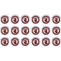 StickerTalk White Background Please Do Not Remove Vinyl Stickers, 1 sheet of 18 stickers, 1 inch x 1 inch each