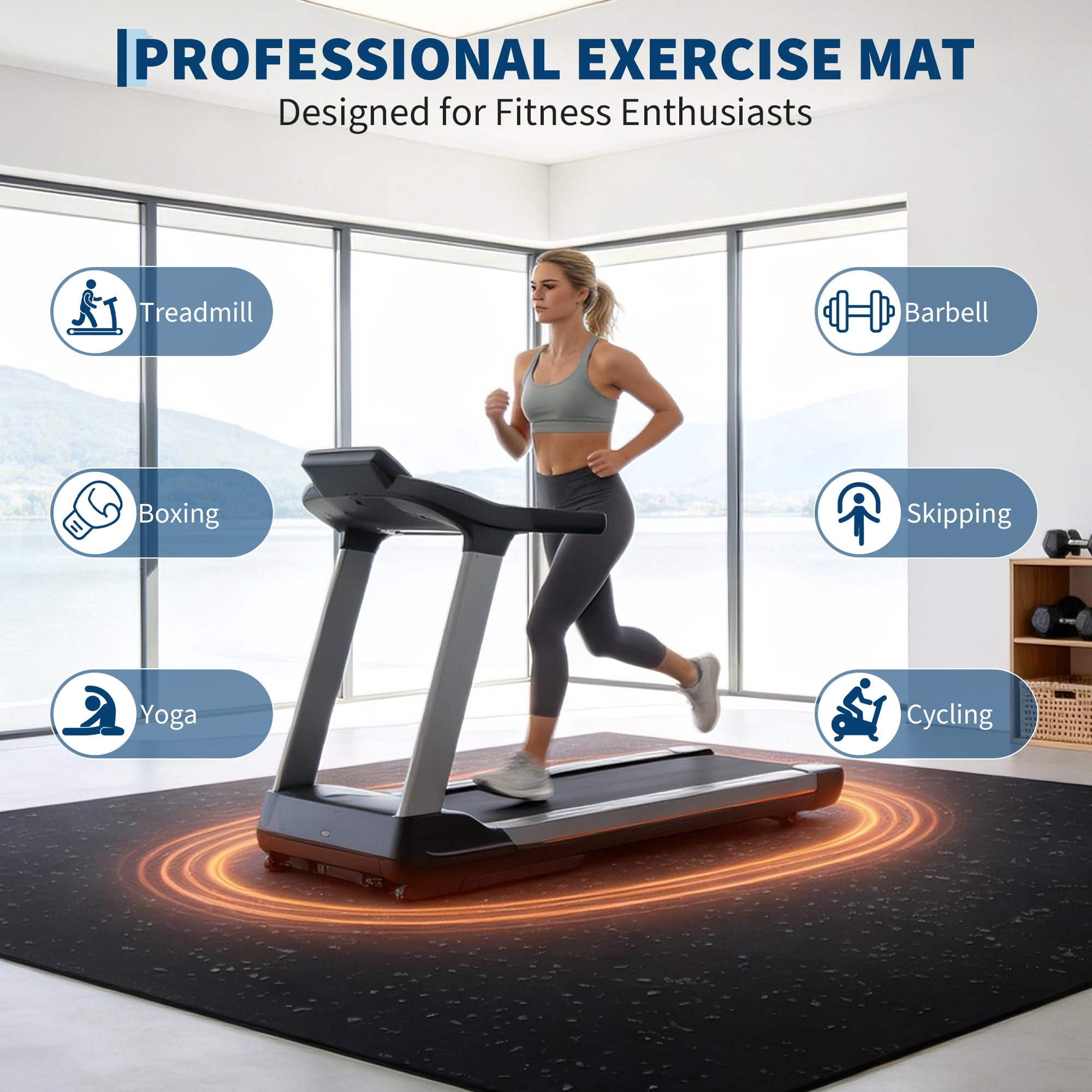 Gaderth Exercise Equipment Mats 0.56'' Thick,Interlocking Rubber Gym Flooring Mats,High-Density EVA Foam, Waterproof Non-Slip Exercise Mats for Home Gym & Workout Room