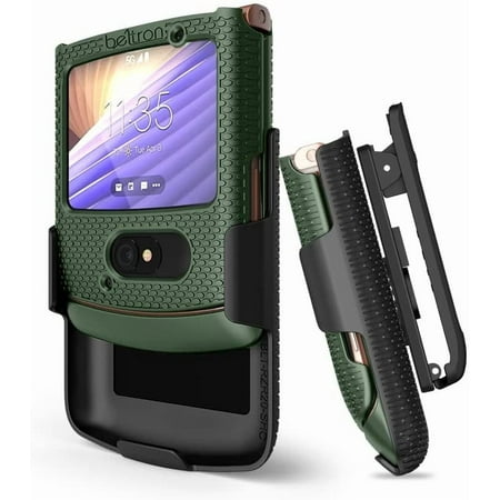 BELTRON Case with Clip for Motorola RAZR 5G AT&T / T-Mobile, Snap-On Protective Cover with Rotating Belt Holster Combo & Built in Kickstand for Motorola Moto RAZR 5G Flip Phone 2020 XT2071 - Green