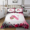 thumbnail image 1 of Erosebridal Letter Initial Coverlet Set King,Monogrammed Personalized Bedding Set,Flower Decor,Ultra Soft,3 Pieces, 1 of 5