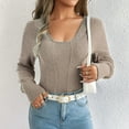 thumbnail image 5 of cfhntfmh Ribbed Tops for Women Square Neck Long Sleeve Sweater Fall Fashion Knitted Solid Color Casual Tunic Women Fall Clothes, 5 of 7