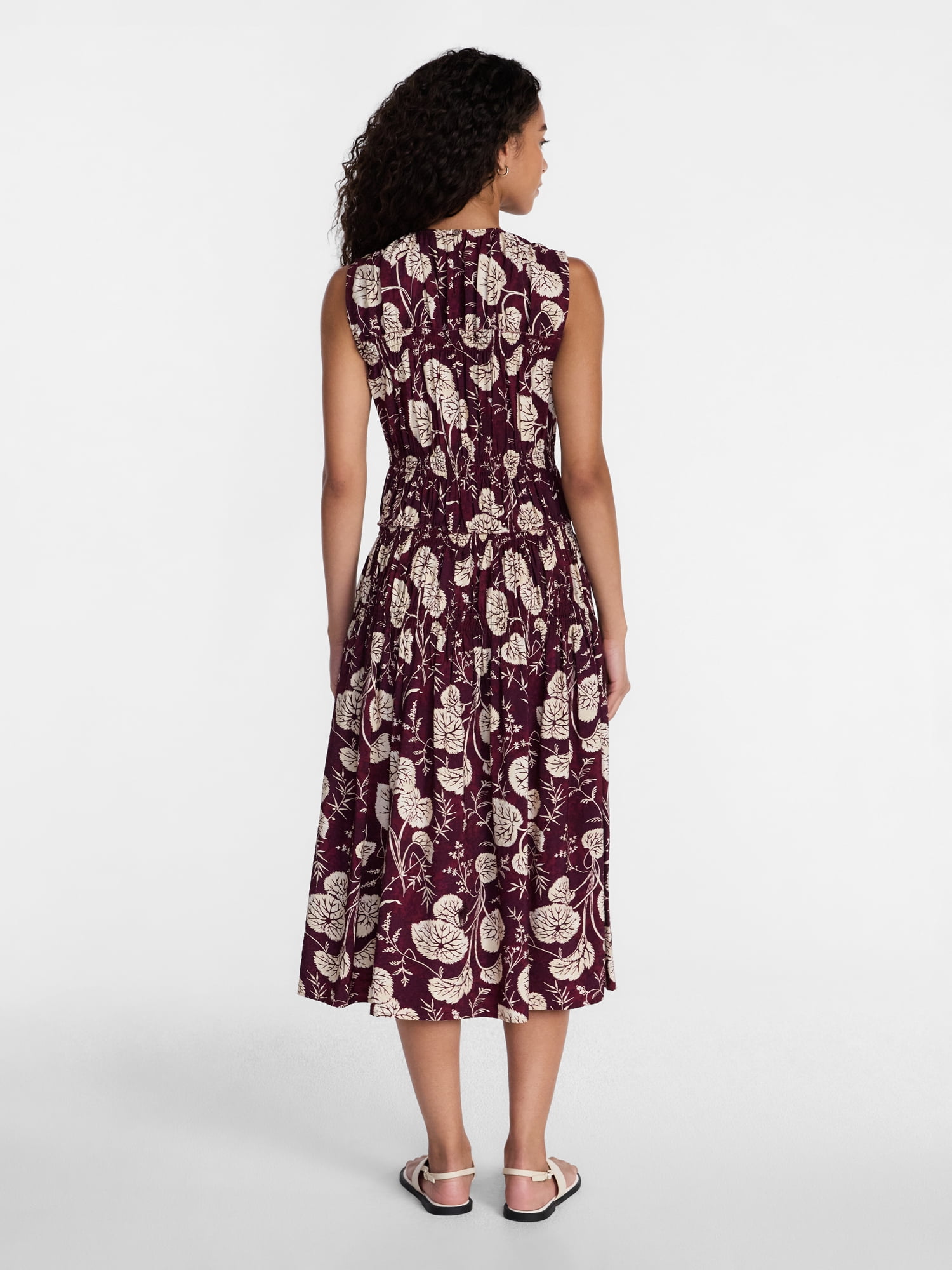 Time and Tru Women's Sleeveless Smocked Midi Dress, Sizes XS-XXXL