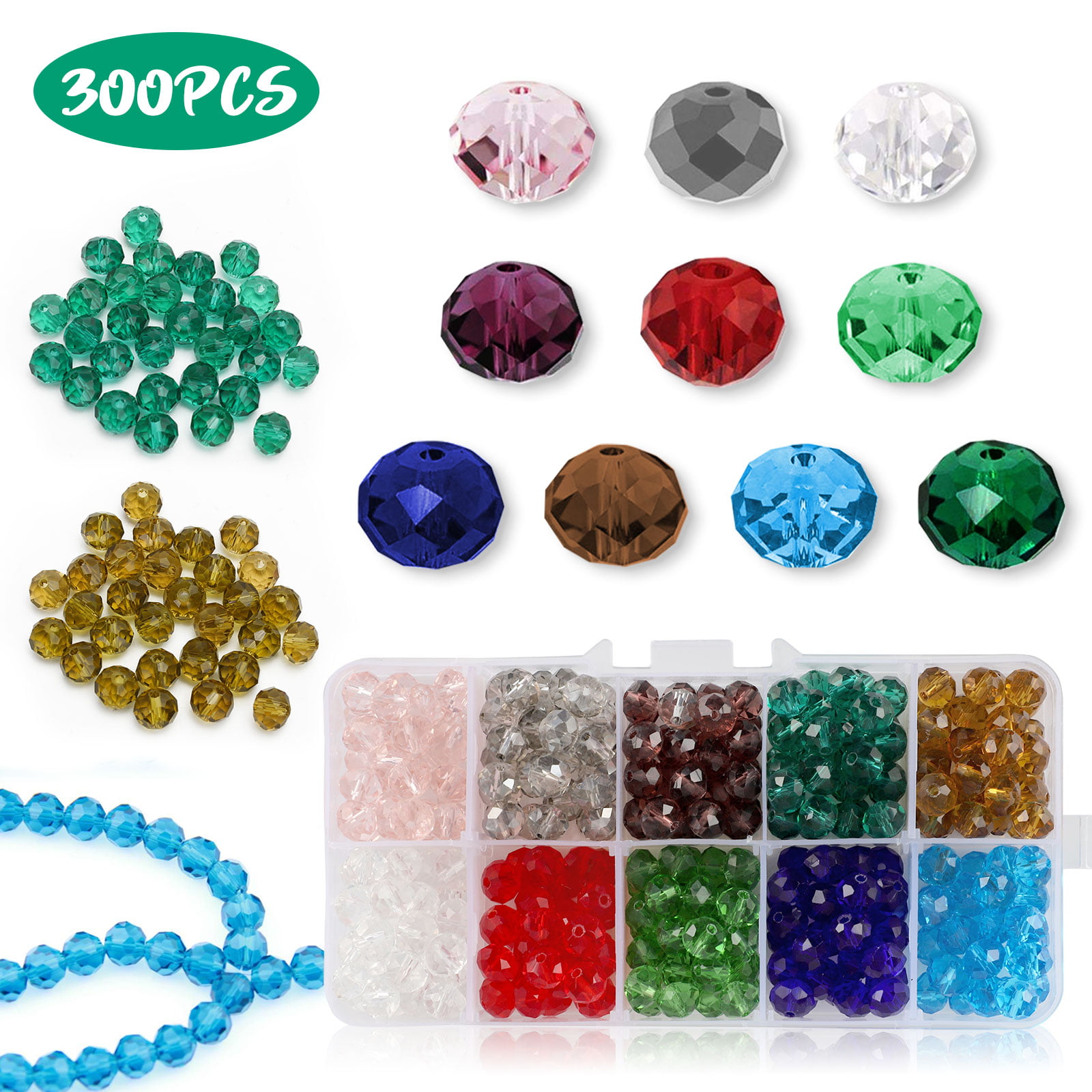 50/72pcs Bicone Crystal Spacer Beads Double Cone Jewelry Makings DIY 8mm/12mm PW 