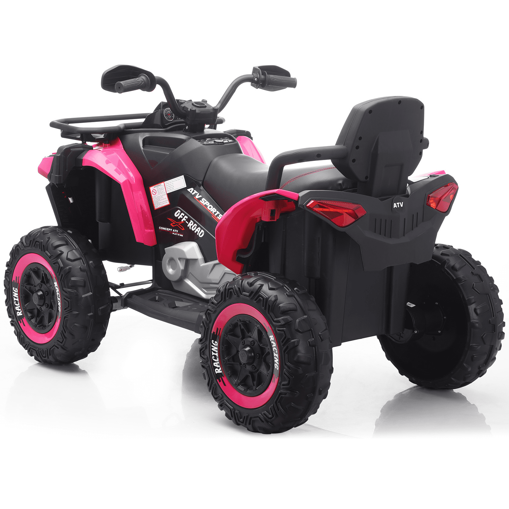 Funride 24 Volt Ride on Toys with Remote Control, Oversized ATV for Kids, 2-Seater 4 Wheeler for Toddlers, Power Car Wheels with Music, Bluetooth, Headlights, EVA Tires, Pink