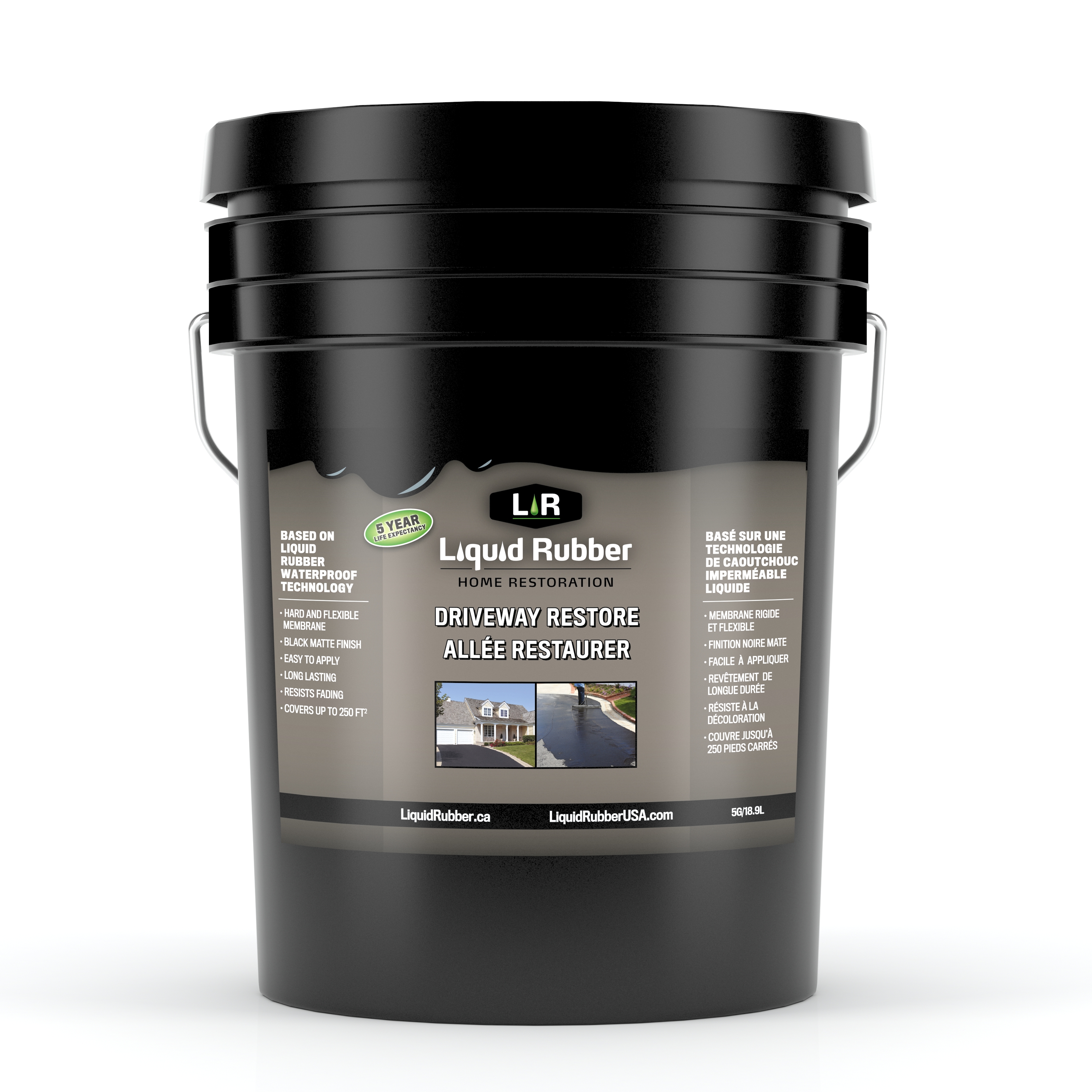 Liquid Rubber Driveway Restore Sealant Easy to Use and Apply, 5