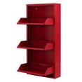 thumbnail image 5 of Flip Drawer Shoe Cabinet, Storage Organizer, Freestanding Shoe Rack, Wall Mounted No-Assembly (Red, 3 Drawer), 5 of 8