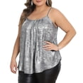 thumbnail image 2 of DARING DIVA Women's Plus Sequin Tank Top Spaghetti Strap Glitter Party Cami 1X Silver, 2 of 6