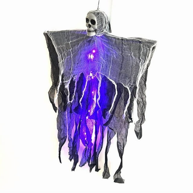 Calavera Colgante Luminosa de Halloween con Luces Led para Fiestas Espeluznantes En Interiores y Exteriores | Duradera y Resistente a La Intemperie