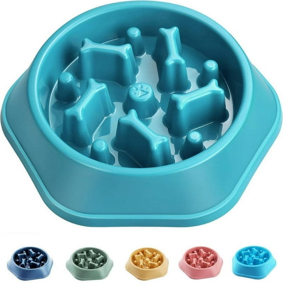 1PCS Dog Slow Feeder Bowl, Slower Feeding Dog Puzzle Bowl, Anti Gulping Anti Chocking Healthy Eating Interactive Bloat Stop Non Slip Dog Healthy Design for Small Medium Size Dogs(Light 、Blue)