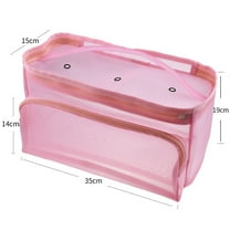 GOOHOCHY Pink Knitting Bag with Yarn Organizer Mesh Tote for Storage Lightweight Portable Design with Handle