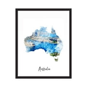 Australia vertical watercolor map print - 5x7 - Unframed Art Print