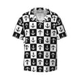 thumbnail image 2 of Lsque Nautical Anchors1 print Men's Cuban Collar Short Sleeve Shirt Summer Beachwear Casual Button Down Fashionable Vacation Leisure Shirt-Large, 2 of 7
