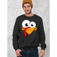 thumbnail image 2 of P&B Thanksgiving Silly Turkey Face Crewneck Sweatshirt, L, Black, 2 of 5