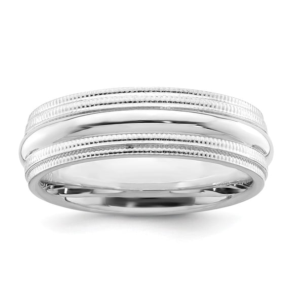 White Sterling Silver Ring Band Wedding Milgrain Comfort